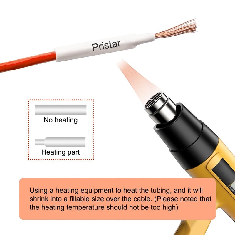 Pristar Compatible Label Tape Replacement for Brother Heat Shrink Tube HSe-211 HSc211 Tape 5.8mm 0.23" Work for Brother PT-E300 PT-H300 PT-E500 PT-E550W PT-P750WVP Label Maker, Black on White, 3-Pack - Image 2